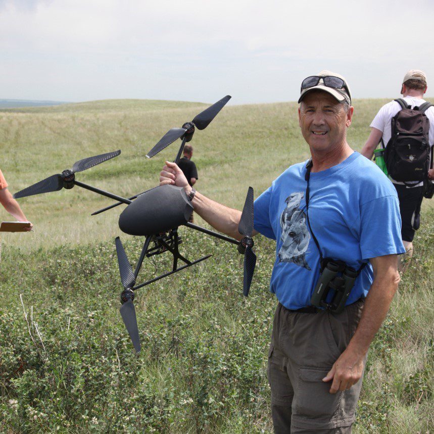 David Bird holding a drone